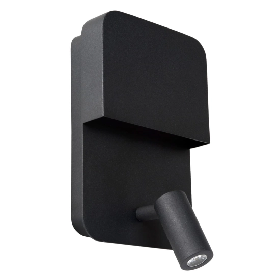 Kinkiet BOXER LED 3000K With USB charging point czarny 79200/08/30 Lucide - zdjęcie dodatkowe 1